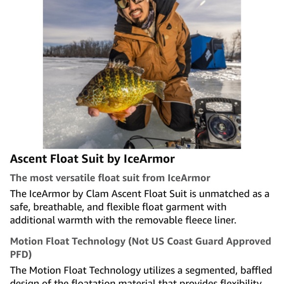 CLAM ASCENT FLOAT BIB ,ice fishing bibs - Picture 3 of 7